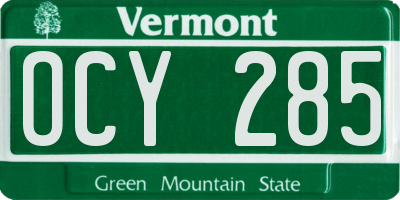 VT license plate OCY285