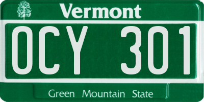 VT license plate OCY301