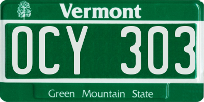 VT license plate OCY303
