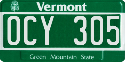 VT license plate OCY305