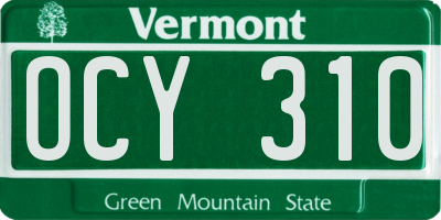 VT license plate OCY310