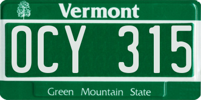 VT license plate OCY315