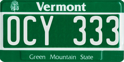 VT license plate OCY333