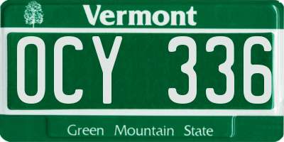 VT license plate OCY336