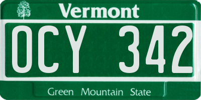 VT license plate OCY342