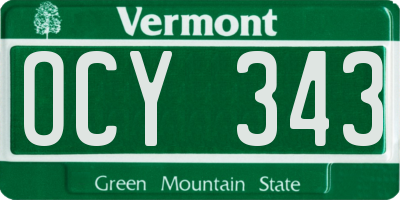 VT license plate OCY343