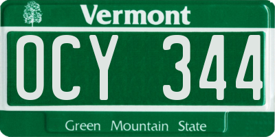 VT license plate OCY344