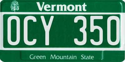 VT license plate OCY350