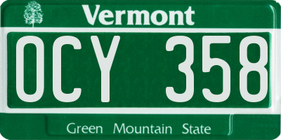 VT license plate OCY358