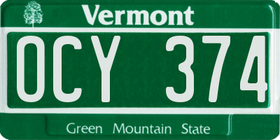 VT license plate OCY374