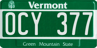 VT license plate OCY377