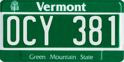 VT license plate OCY381