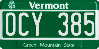 VT license plate OCY385