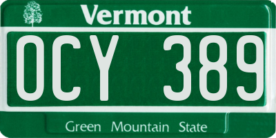 VT license plate OCY389