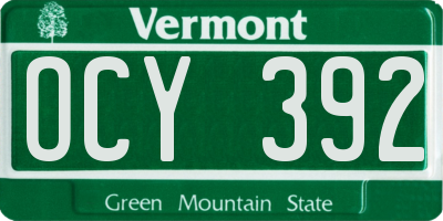 VT license plate OCY392