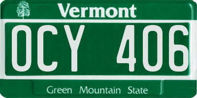 VT license plate OCY406