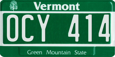 VT license plate OCY414