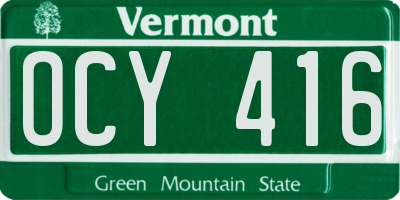 VT license plate OCY416