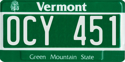 VT license plate OCY451