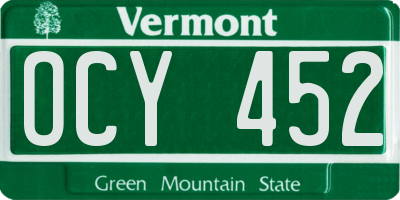 VT license plate OCY452