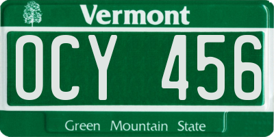 VT license plate OCY456