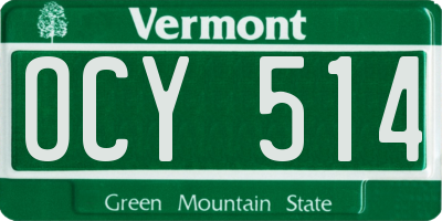 VT license plate OCY514
