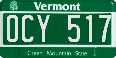 VT license plate OCY517