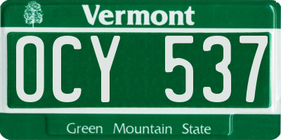 VT license plate OCY537