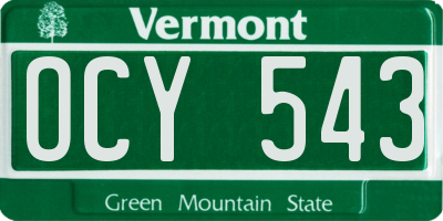 VT license plate OCY543