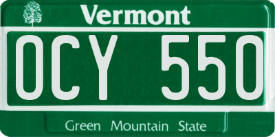 VT license plate OCY550