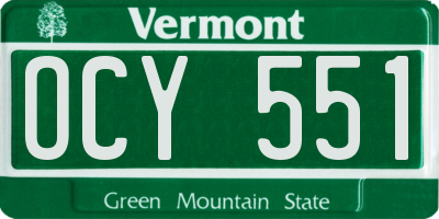 VT license plate OCY551