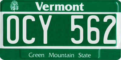 VT license plate OCY562