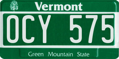 VT license plate OCY575