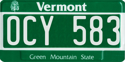 VT license plate OCY583