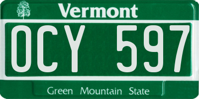 VT license plate OCY597