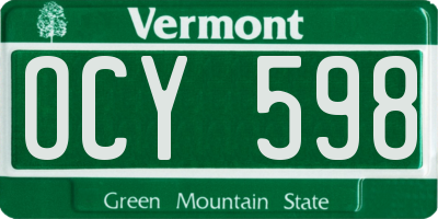 VT license plate OCY598