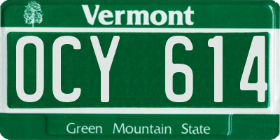 VT license plate OCY614