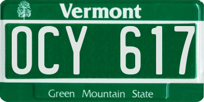 VT license plate OCY617