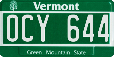 VT license plate OCY644