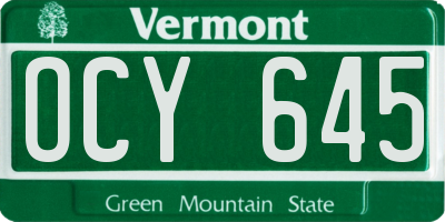 VT license plate OCY645
