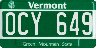VT license plate OCY649