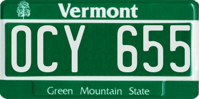 VT license plate OCY655