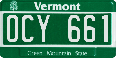VT license plate OCY661