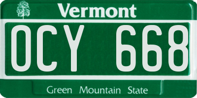 VT license plate OCY668