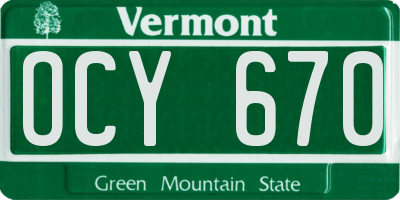 VT license plate OCY670