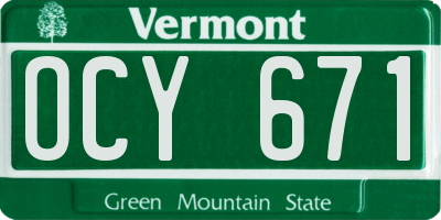 VT license plate OCY671