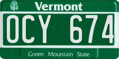 VT license plate OCY674