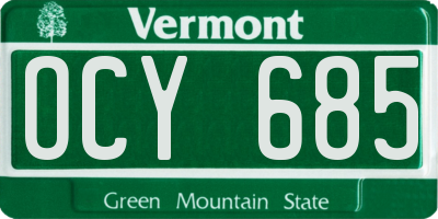 VT license plate OCY685