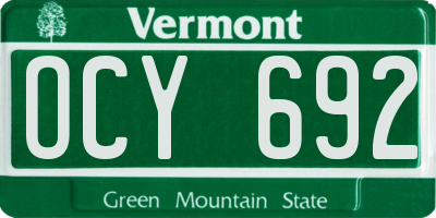 VT license plate OCY692