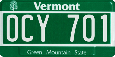 VT license plate OCY701